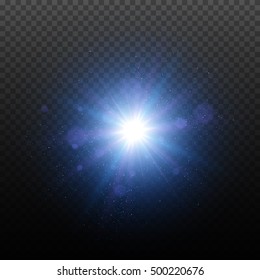 Glow light effect. Glowing sparks. Star burst with sparkles