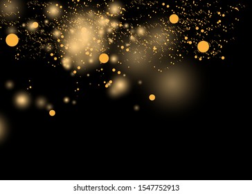 Glow light effect. Gold sparkle dust. Vector illustration. Christmas flash Concept