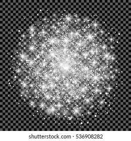 Glow light effect isolated on transparent background. Vector illustration. Christmas flash Concept. Star burst with sparkles