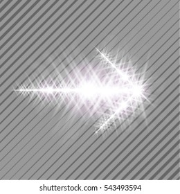 Glow light effect isolated on transparent background for decoration . Overlay arrow design element formed from glittering shiny sparkles . Vector 