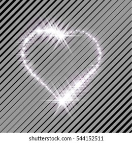 Glow light effect isolated on transparent background for Valentines day decoration . Overlay love Heart design element formed from glittering shiny sparkles . Vector 
