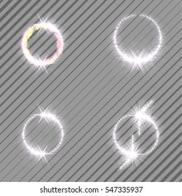 Glow light effect isolated on transparent background for New year decoration . Round Christmas element . Vector circle