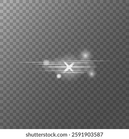 glow light effect. luminous element. a large star with a glow effect, iridescent sparks highlighted on a black background. vector transparent sunlight, lens flash effect or sun rays or spotlight flash
