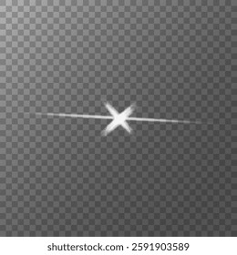 glow light effect. luminous element. a large star with a glow effect, iridescent sparks highlighted on a black background. vector transparent sunlight, lens flash effect or sun rays or spotlight flash