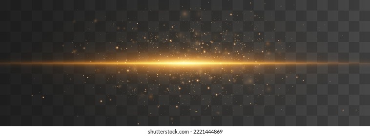 Glow light effect with magical light dust. Bright sun with dusty shine. Vector transparent sunlight with flying particles of light. Light PNG. Christmas vector illustration isolated on png.