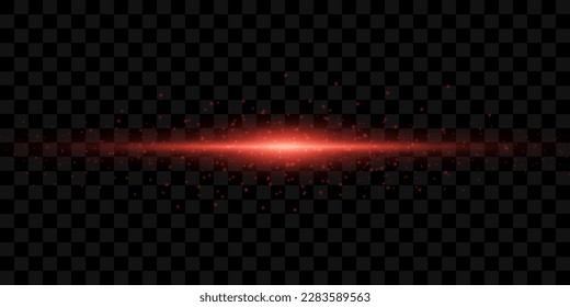 Efecto luminoso con polvo mágico de luz. Sol brillante con brillo polvoriento. Luz solar transparente vectorial con partículas voladoras de luz. Ilustración vectorial de Navidad aislada en fondo transparente.