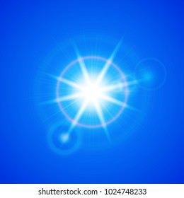 Glow light effect. On blue background. Vector illustration