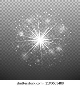 Glow light effect on transparent background. Vector illustration.