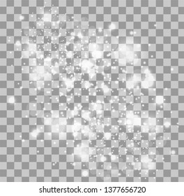 Glow light effect on transparent background. Flash light effect. Realistic sunlight vector illustration. Light blur effect.