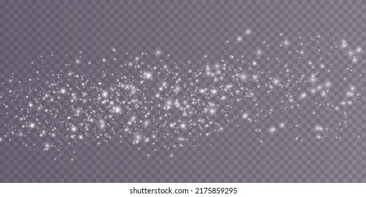 Glow light effect on transparent background. Vector illustration. Christmas Flash. Dust with scattered stars.
