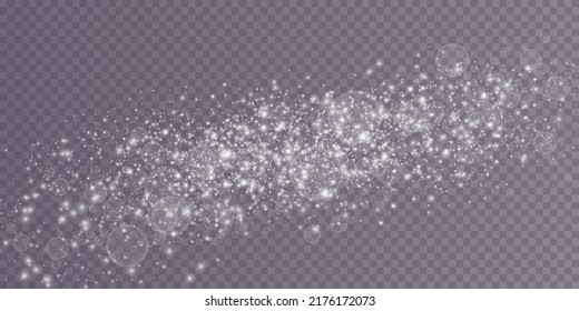 Glow light effect on transparent background. Vector illustration. Christmas Flash. Dust with scattered stars.

