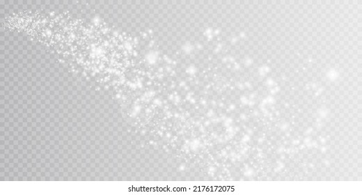 Glow light effect on transparent background. Vector illustration. Christmas Flash. Dust with scattered stars.
