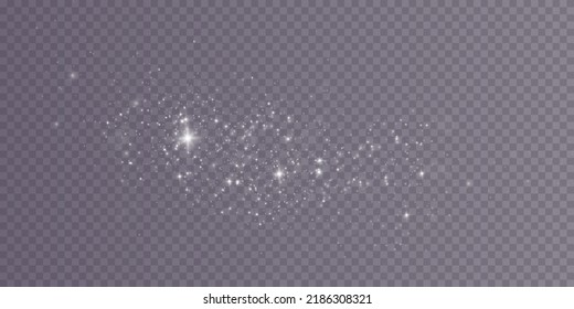 Glow light effect on transparent background. Vector illustration. Christmas Flash. Dust with scattered stars.
