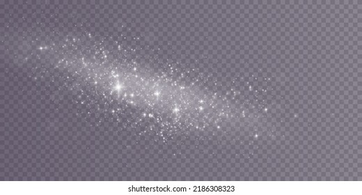 Glow light effect on transparent background. Vector illustration. Christmas Flash. Dust with scattered stars.
