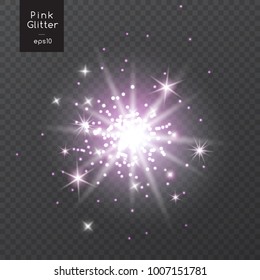 Glow light effect with pink glitter : Vector Illustration