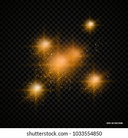 Glow light effect with rays and shine particles, bright light effect on a transparent background