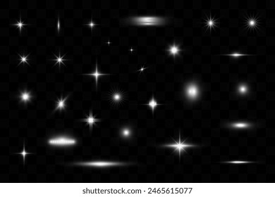 Glow light effect set, spark and stars for your design.