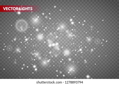 Glow light effect.  Sparkle dust. Christmas flash. Vector illustration.  