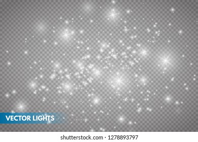 Glow light effect.  Sparkle dust. Christmas flash. Vector illustration.  