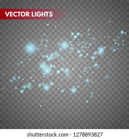 Glow light effect.  Sparkle dust. Christmas flash. Vector illustration.  