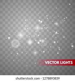 Glow light effect.  Sparkle dust. Christmas flash. Vector illustration.  