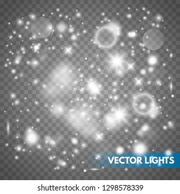 Glow light effect. Sparkle dust. Christmas flash. Vector illustration.