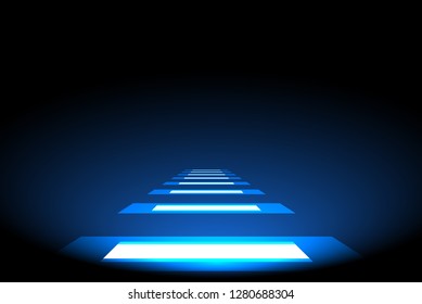 Glow light effect of staircase on Dark blue background