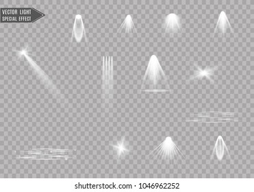 Glow light effect. Star burst . illustration. Set