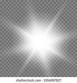 Glow light effect. Star burst with sparkles. Vector.
