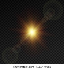 Glow light effect. Star burst with sparkles. Golden glowing lights