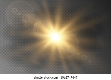 Glow light effect. Star burst with sparkles. Sun. Vector illustration.