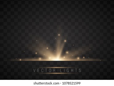 Glow light effect. Star burst with sparkles.Sun.On a dark background transparent. Vector, EPS10