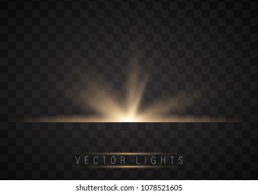 Glow light effect. Star burst with sparkles.Sun.On a dark background transparent. Vector, EPS10