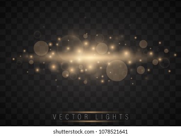 Glow light effect. Star burst with sparkles.Sun.On a dark background transparent. Vector, EPS10