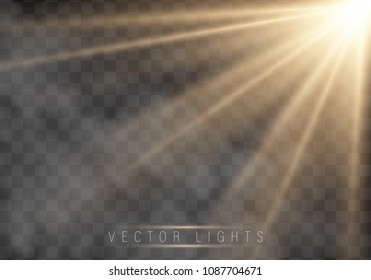 Glow light effect. Star burst with sparkles.Sun.On a dark background transparent. Vector, EPS10