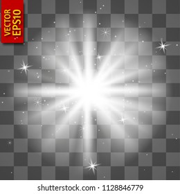 Glow light effect. Star burst with sparkles.Vector isolated spotlight. Light effect lightning. Sun light . Vector illustration