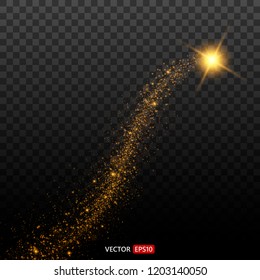 Glow light effect. Star burst with sparkles. Golden glowing lights. On transparent background. Vector EPS10