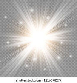 Glow light effect. Star burst with sparkles. Sun. Vector illustration.