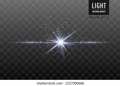 Glow light effect. Star burst with sparkles. Sun. Vector.