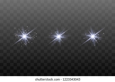 Lichteffekt. Stern brach mit Funkeln aus.Sonne. Vektorgrafik.