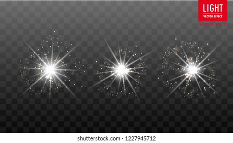 Glow light effect. Star burst with sparkles.Sun. Vector.