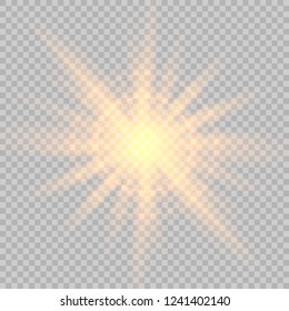 Glow light effect. Star burst with sparkles.Sun. Yellow glow light. Vector illustration.