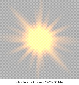 Glow light effect. Star burst with sparkles.Sun. Yellow glow light. Vector illustration.