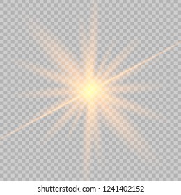 Glow light effect. Star burst with sparkles.Sun. Yellow glow light. Vector illustration.