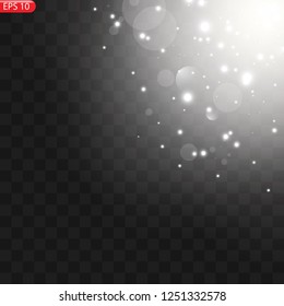 Glow light effect. Star burst with sparkles. Golden glowing lights