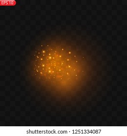 Glow light effect. Star burst with sparkles. Golden glowing lights