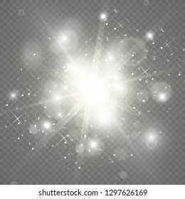 Glow light effect. Star burst with sparkles.Sun. Vector illustration