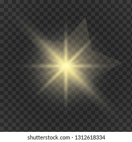 Glow light effect. Star burst with sparkles. Vector illustration. White glowing light. Sparkling magical dust particles. Bright Star. Transparent shining sun, brig