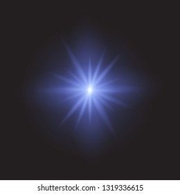 Glow light effect. Star burst with sparkles. Vector illustration. White glowing light. Sparkling magical dust particles. Bright Star. Transparent shining sun, brig