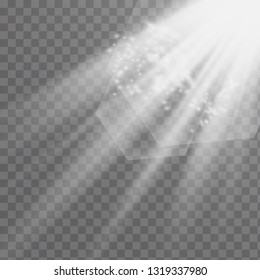 Glow light effect. Star burst with sparkles. Vector illustration. White glowing light. Sparkling magical dust particles. Bright Star. Transparent shining sun, brig